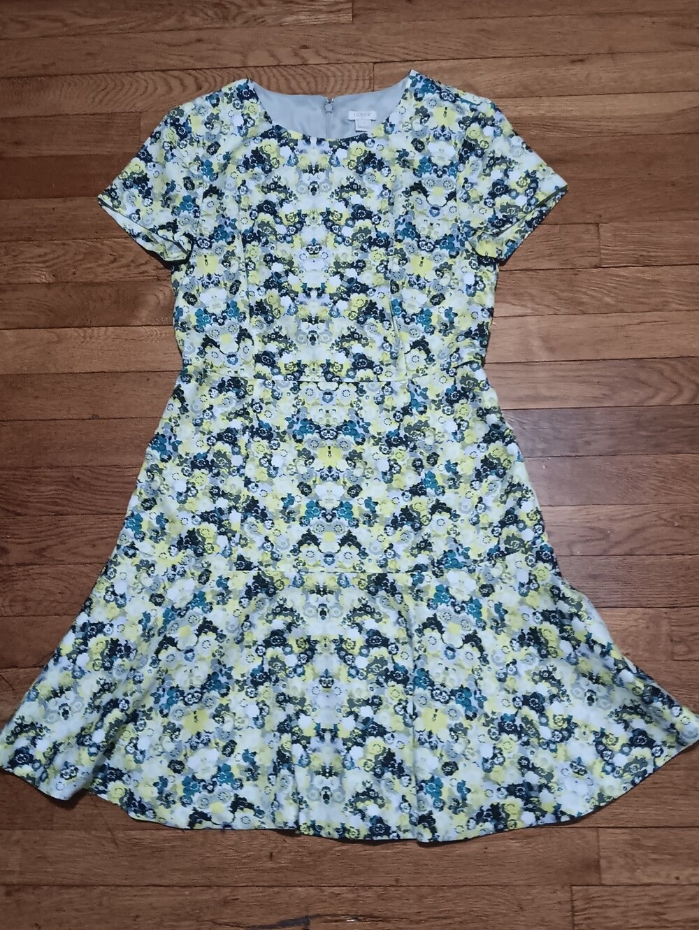 J. Crew Yellow, Blue & Black Floral Dress